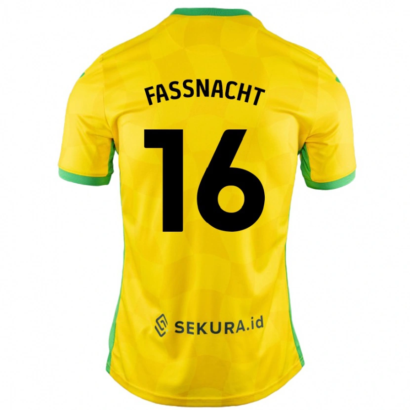 Danxen Bambino Maglia Christian Fassnacht #16 Giallo Verde Kit Gara Home 2024/25 Maglietta