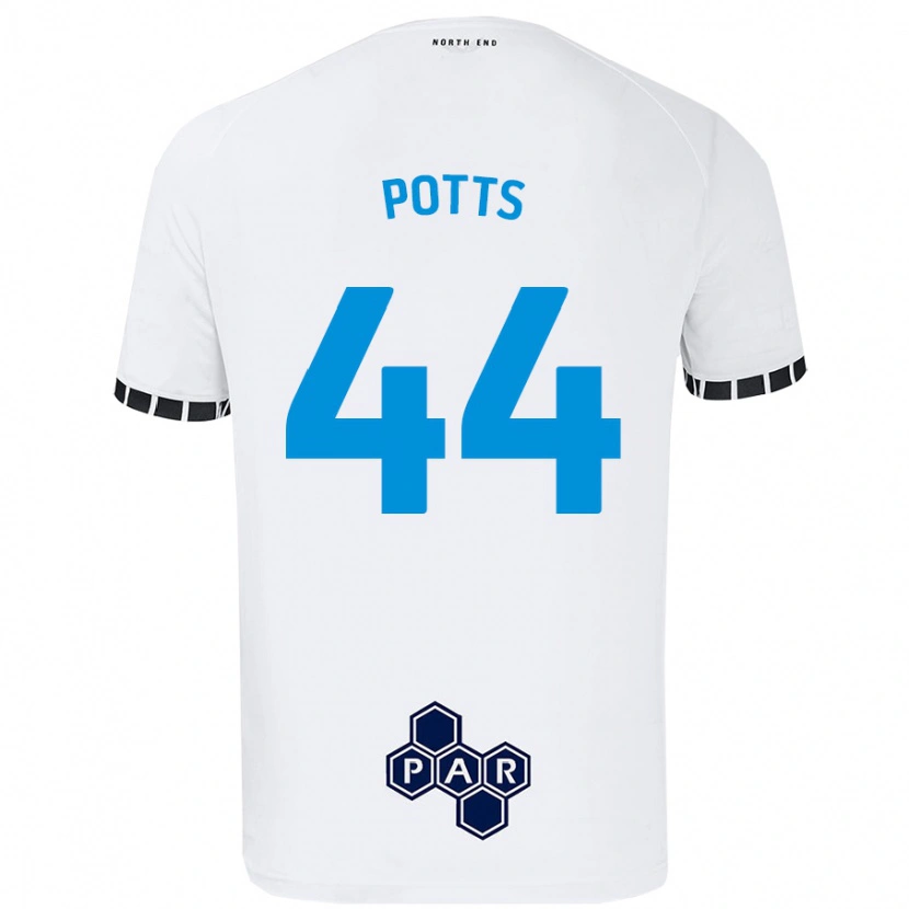 Danxen Bambino Maglia Brad Potts #44 Bianco Kit Gara Home 2024/25 Maglietta