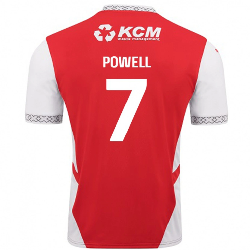 Danxen Bambino Maglia Joe Powell #7 Rosso Bianco Kit Gara Home 2024/25 Maglietta