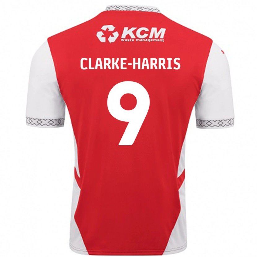 Danxen Bambino Maglia Jonson Clarke-Harris #9 Rosso Bianco Kit Gara Home 2024/25 Maglietta