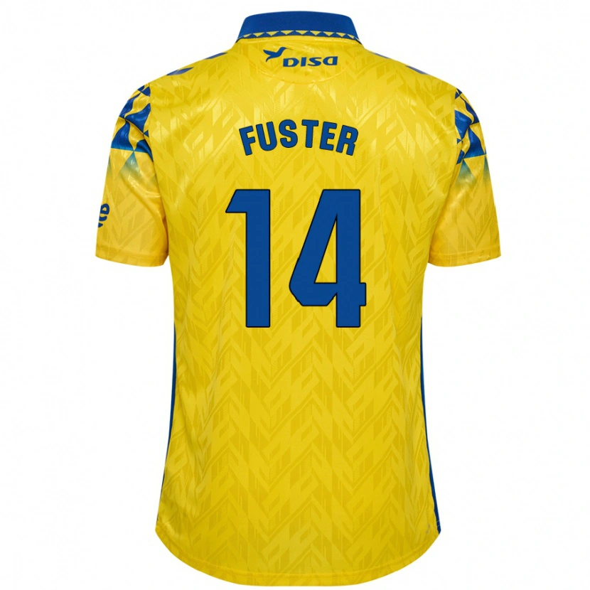 Danxen Bambino Maglia Manu Fuster #14 Giallo Blu Kit Gara Home 2024/25 Maglietta