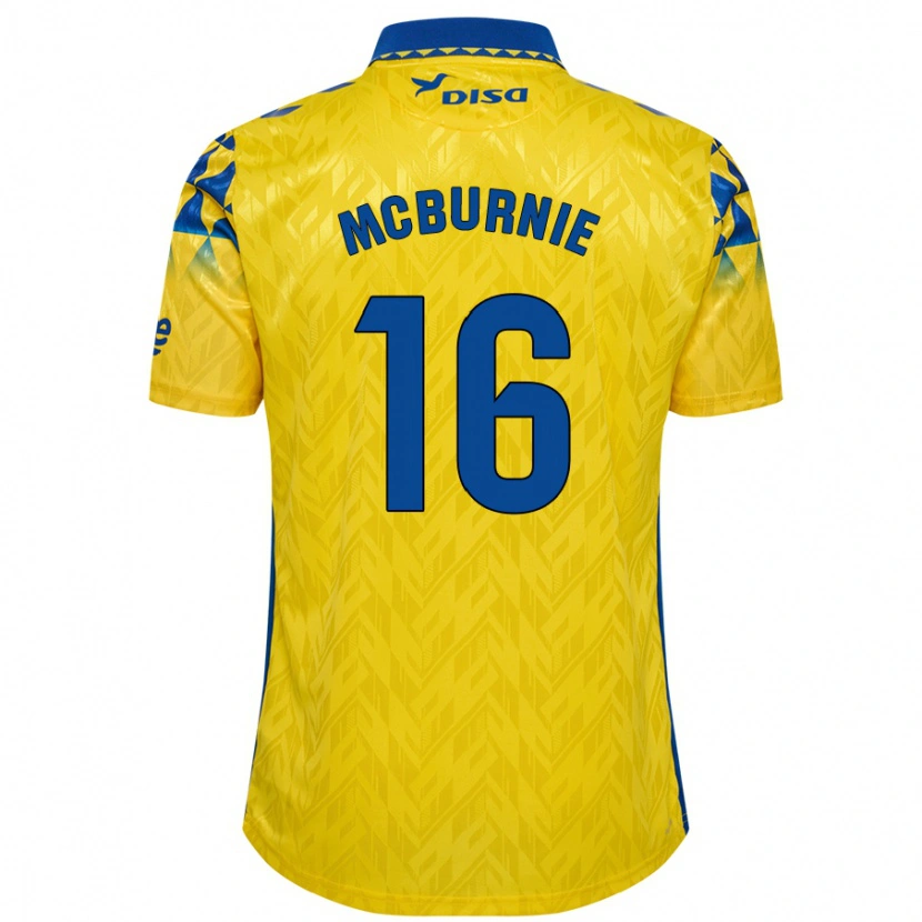Danxen Bambino Maglia Oli Mcburnie #16 Giallo Blu Kit Gara Home 2024/25 Maglietta