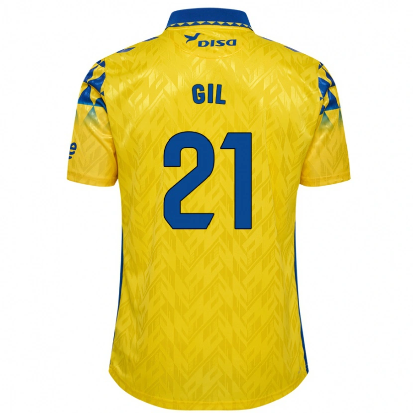 Danxen Bambino Maglia Iván Gil #21 Giallo Blu Kit Gara Home 2024/25 Maglietta