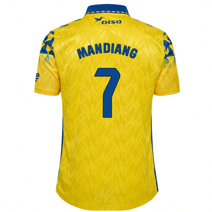 Danxen Bambino Maglia Saliou Mandiang #7 Giallo Blu Kit Gara Home 2024/25 Maglietta