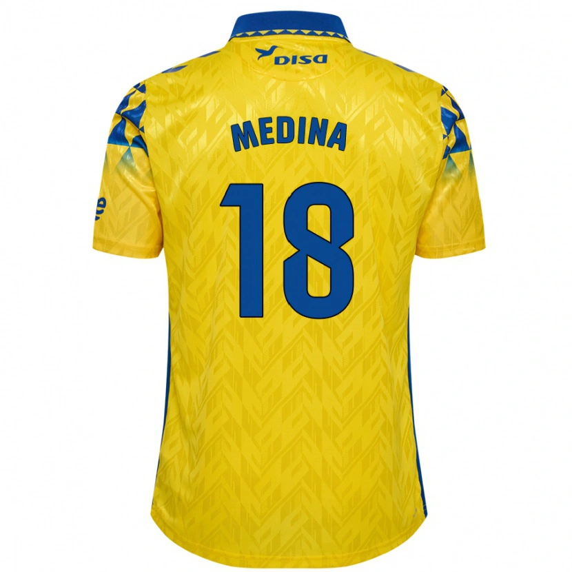 Danxen Bambino Maglia Iván Medina #18 Giallo Blu Kit Gara Home 2024/25 Maglietta