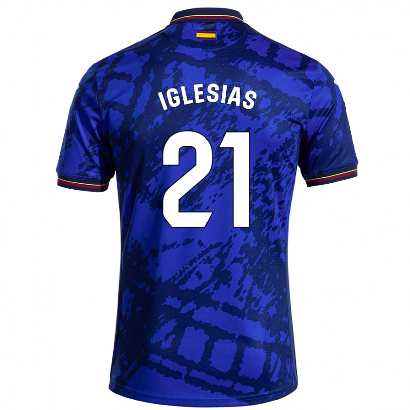 Danxen Bambino Maglia Juan Iglesias #21 Blu Più Scuro Kit Gara Home 2024/25 Maglietta