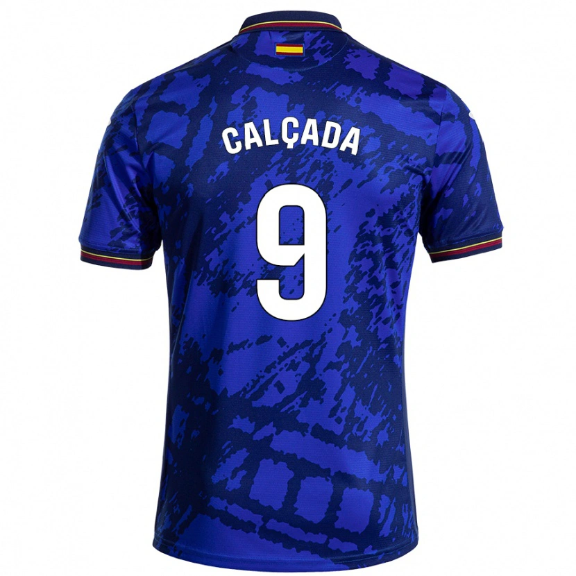 Danxen Bambino Maglia Gonzalo Calçada #9 Blu Più Scuro Kit Gara Home 2024/25 Maglietta