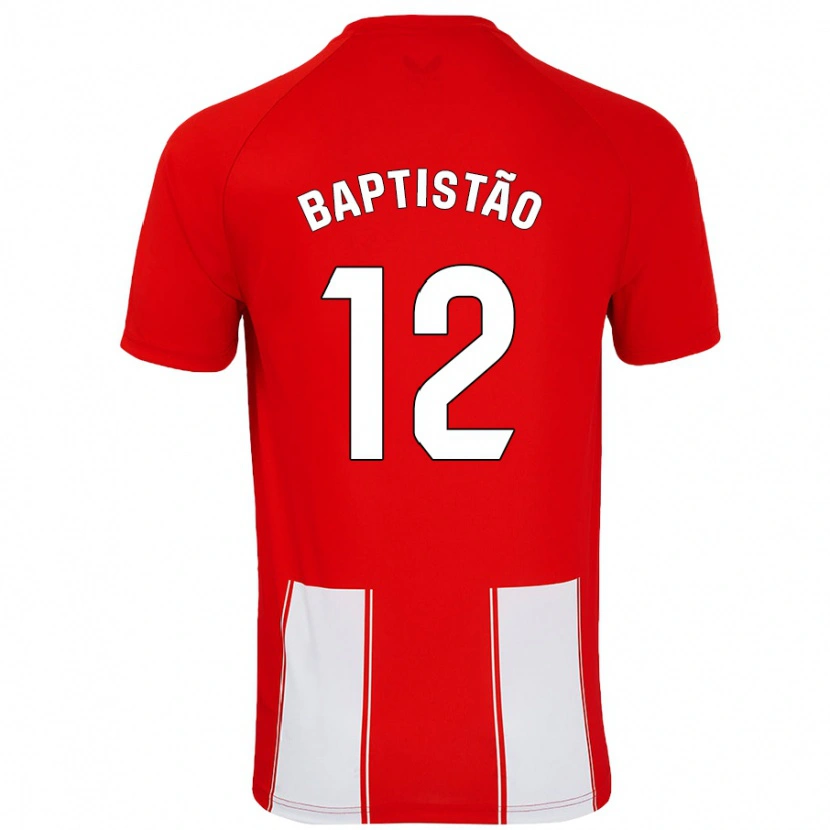 Danxen Bambino Maglia Léo Baptistão #12 Rosso Bianco Kit Gara Home 2024/25 Maglietta