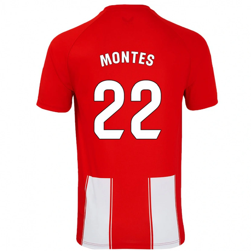 Danxen Bambino Maglia César Montes #22 Rosso Bianco Kit Gara Home 2024/25 Maglietta