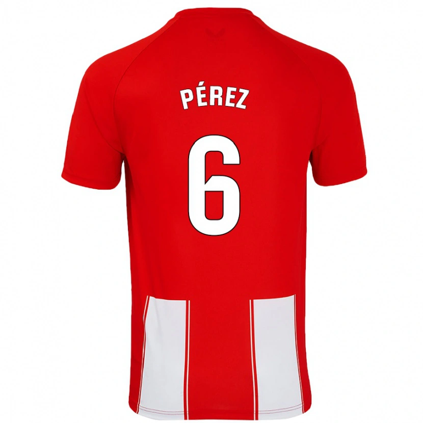 Danxen Bambino Maglia René Pérez #6 Rosso Bianco Kit Gara Home 2024/25 Maglietta