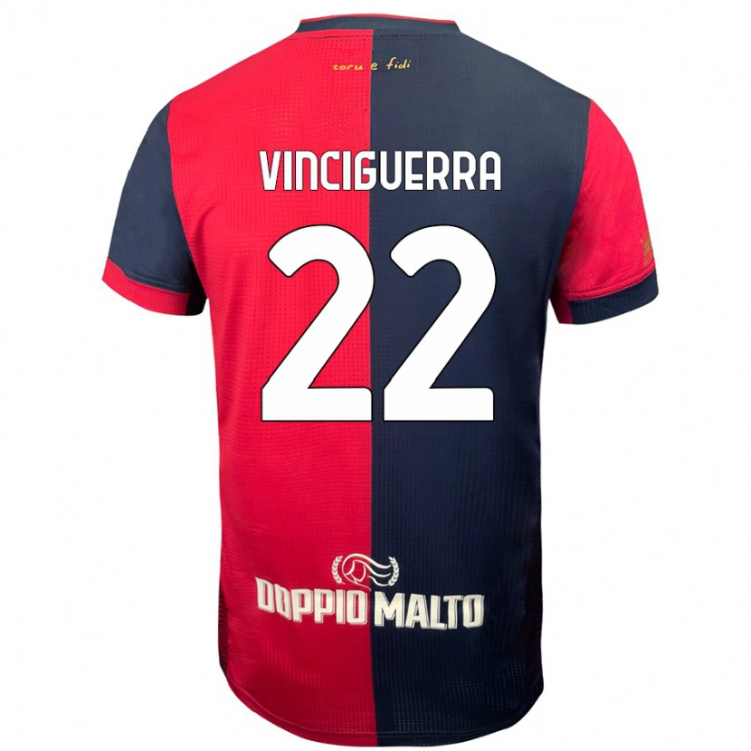 Danxen Bambino Maglia Alessandro Vinciguerra #22 Rosso Blu Più Scuro Kit Gara Home 2024/25 Maglietta
