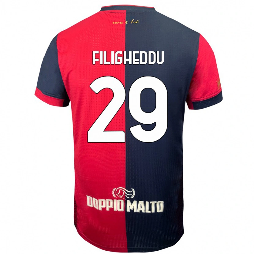 Danxen Bambino Maglia Daniele Filigheddu #29 Rosso Blu Più Scuro Kit Gara Home 2024/25 Maglietta