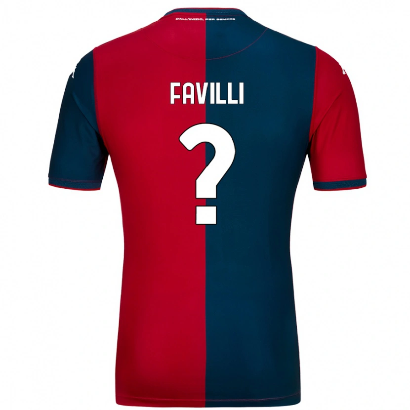 Danxen Bambino Maglia Andrea Favilli #0 Rosso Blu Scuro Kit Gara Home 2024/25 Maglietta