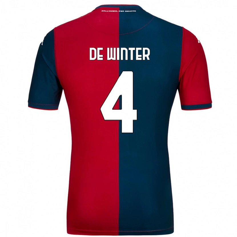 Danxen Bambino Maglia Koni De Winter #4 Rosso Blu Scuro Kit Gara Home 2024/25 Maglietta