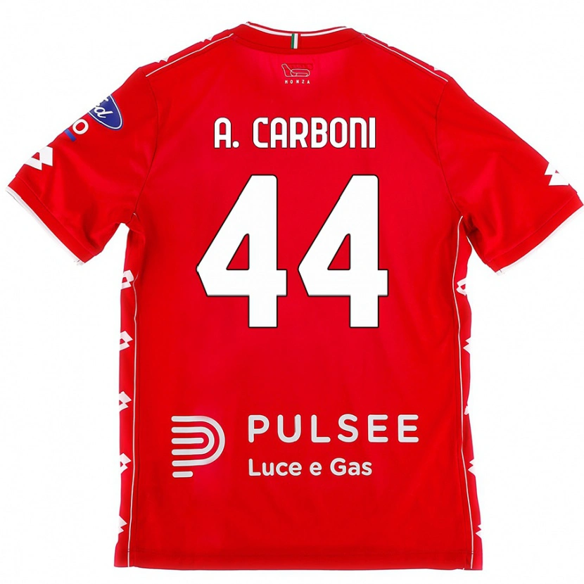 Danxen Bambino Maglia Andrea Carboni #44 Rosso Bianco Kit Gara Home 2024/25 Maglietta