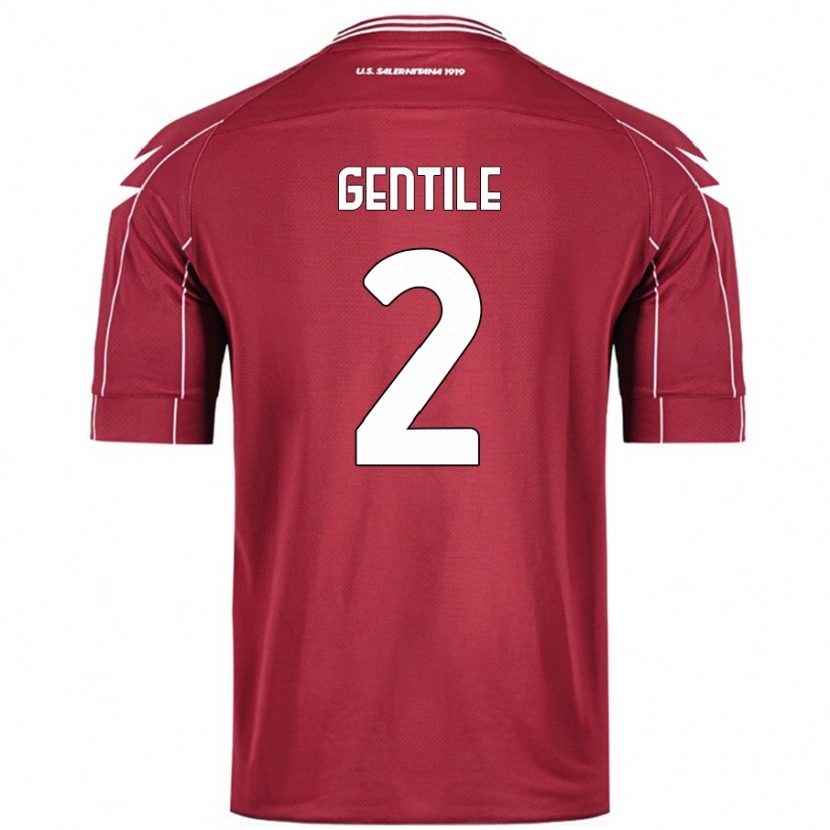 Danxen Bambino Maglia Davide Gentile #2 Borgogna Kit Gara Home 2024/25 Maglietta