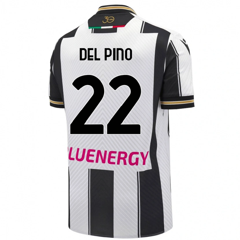 Danxen Bambino Maglia Lorenzo Del Pino #22 Bianco Nero Kit Gara Home 2024/25 Maglietta
