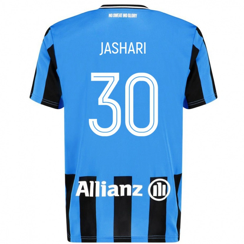 Danxen Bambino Maglia Ardon Jashari #30 Azzurro Nero Kit Gara Home 2024/25 Maglietta