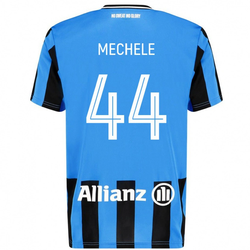Danxen Bambino Maglia Brandon Mechele #44 Azzurro Nero Kit Gara Home 2024/25 Maglietta