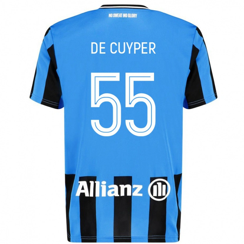 Danxen Bambino Maglia Maxim De Cuyper #55 Azzurro Nero Kit Gara Home 2024/25 Maglietta
