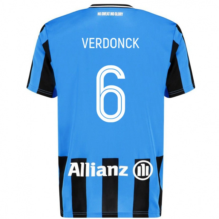 Danxen Bambino Maglia Saar Verdonck #6 Azzurro Nero Kit Gara Home 2024/25 Maglietta