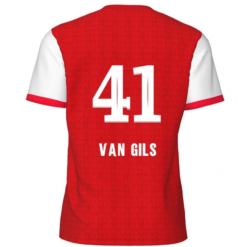 Danxen Bambino Maglia Mathis Van Gils #41 Rosso Bianco Kit Gara Home 2024/25 Maglietta