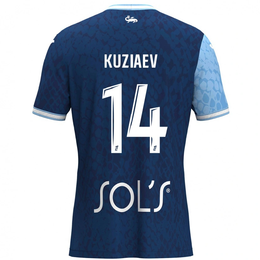 Danxen Bambino Maglia Daler Kuzyaev #14 Azzurro Blu Scuro Kit Gara Home 2024/25 Maglietta