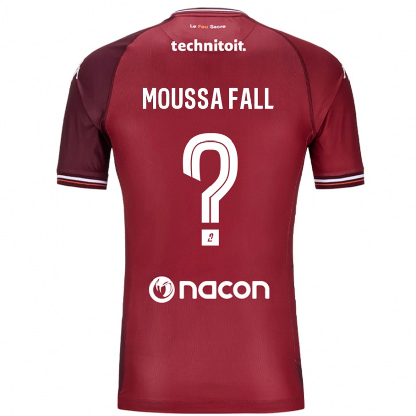Danxen Bambino Maglia Pape Moussa Fall #0 Rosso Granata Kit Gara Home 2024/25 Maglietta