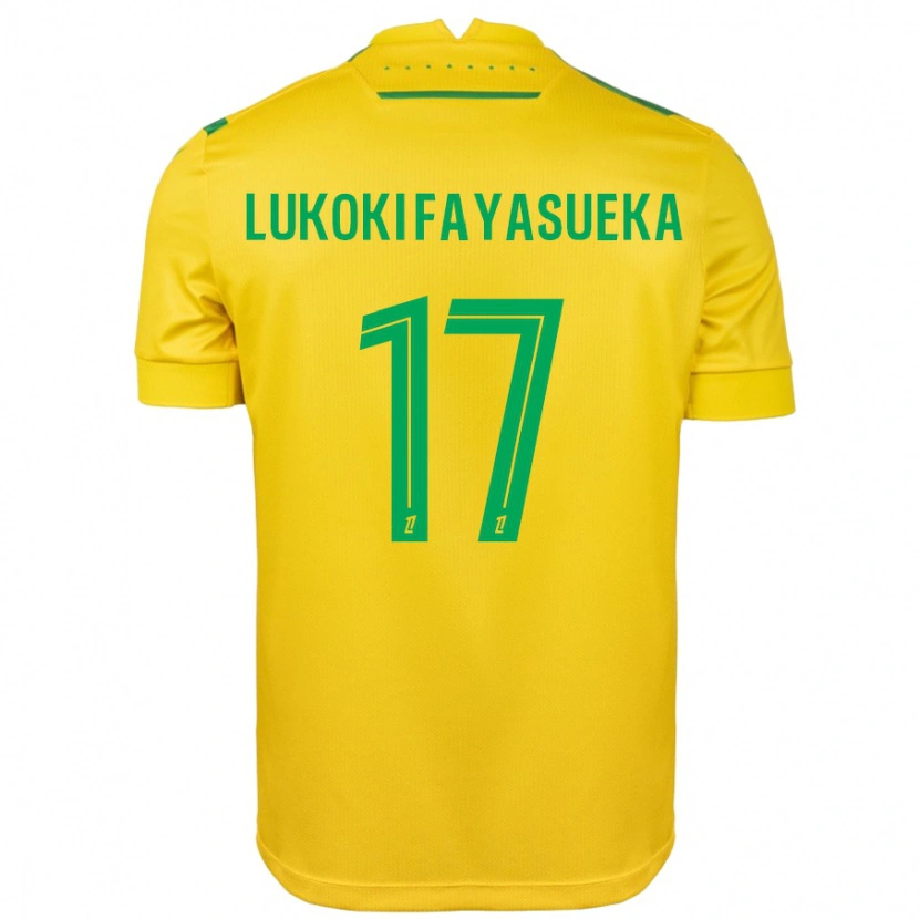 Danxen Bambino Maglia Kévin Lukoki Fayasueka #17 Giallo Verde Kit Gara Home 2024/25 Maglietta