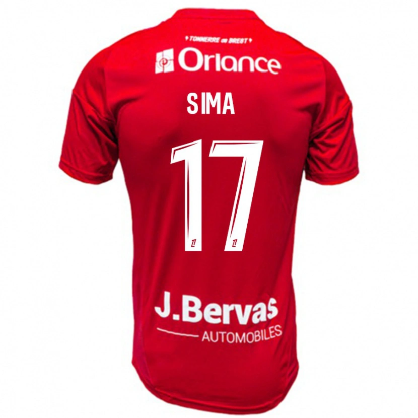 Danxen Bambino Maglia Abdallah Sima #17 Rosso Bianco Kit Gara Home 2024/25 Maglietta