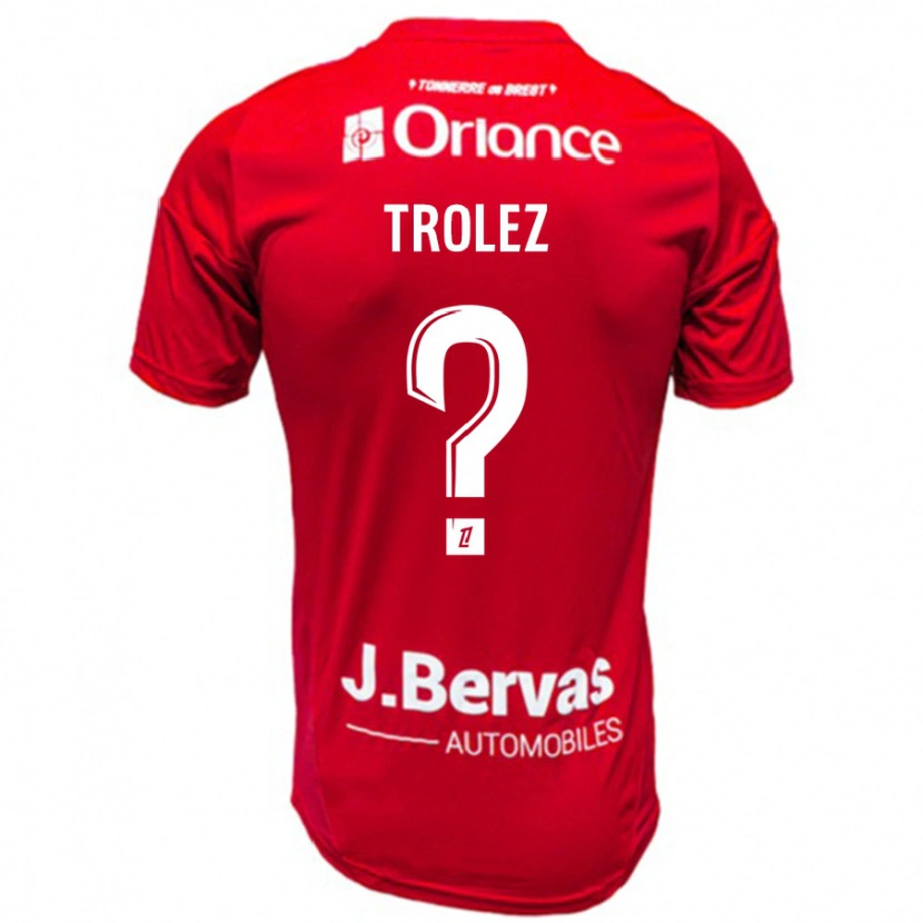 Danxen Bambino Maglia Loann Trolez #0 Rosso Bianco Kit Gara Home 2024/25 Maglietta