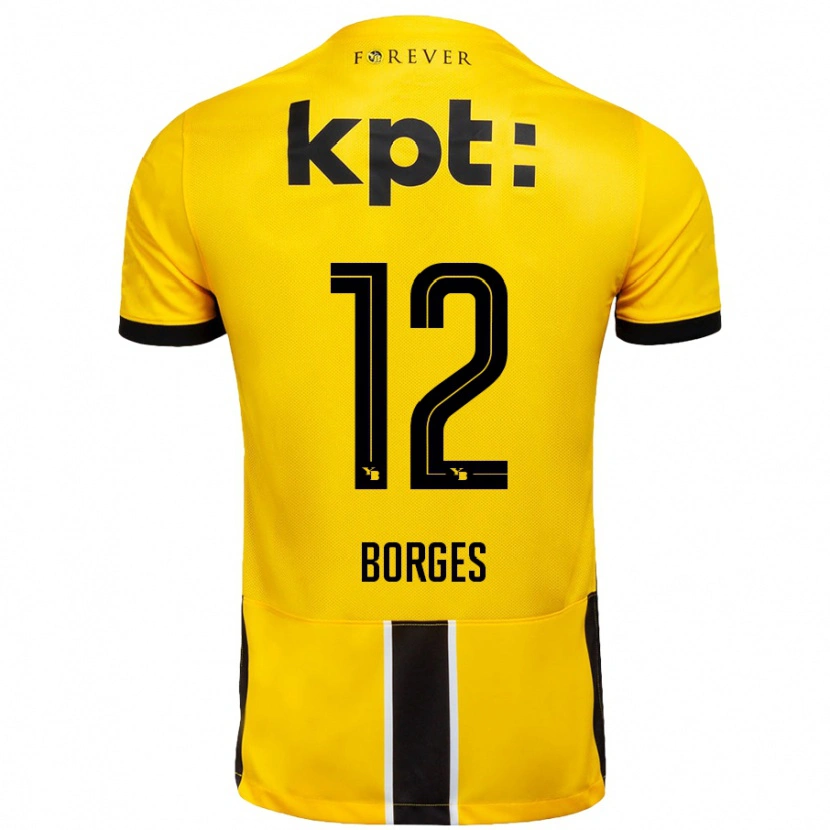 Danxen Bambino Maglia David Borges #12 Giallo Nero Kit Gara Home 2024/25 Maglietta