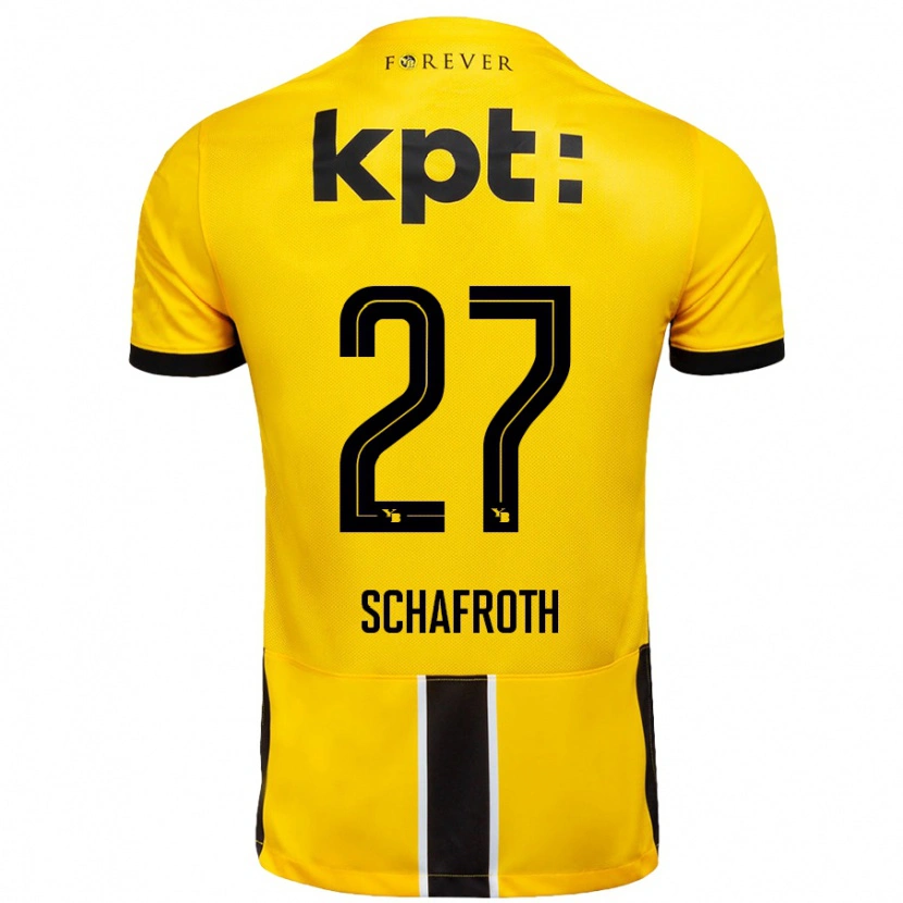 Danxen Bambino Maglia Reto Schafroth #27 Giallo Nero Kit Gara Home 2024/25 Maglietta