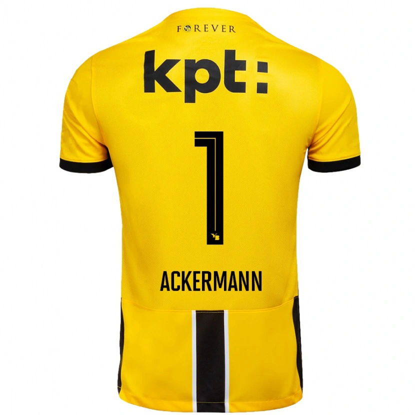 Danxen Bambino Maglia Jara Ackermann #1 Giallo Nero Kit Gara Home 2024/25 Maglietta