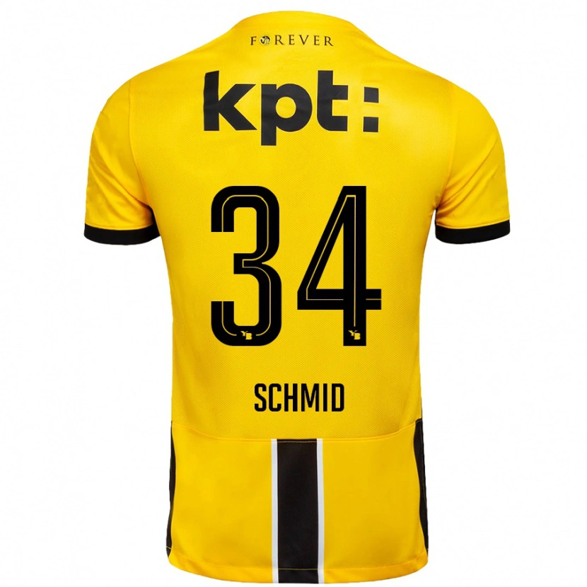 Danxen Bambino Maglia Céline Schmid #34 Giallo Nero Kit Gara Home 2024/25 Maglietta