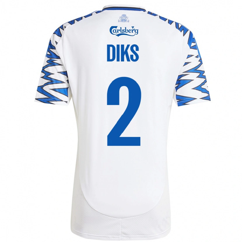 Danxen Bambino Maglia Kevin Diks #2 Bianco Azzurro Kit Gara Home 2024/25 Maglietta