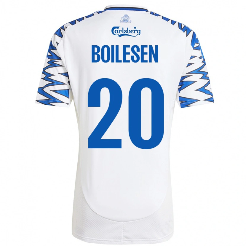 Danxen Bambino Maglia Nicolai Boilesen #20 Bianco Azzurro Kit Gara Home 2024/25 Maglietta