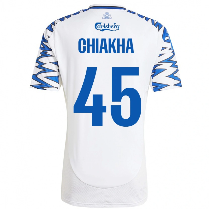 Danxen Bambino Maglia Amin Chiakha #45 Bianco Azzurro Kit Gara Home 2024/25 Maglietta