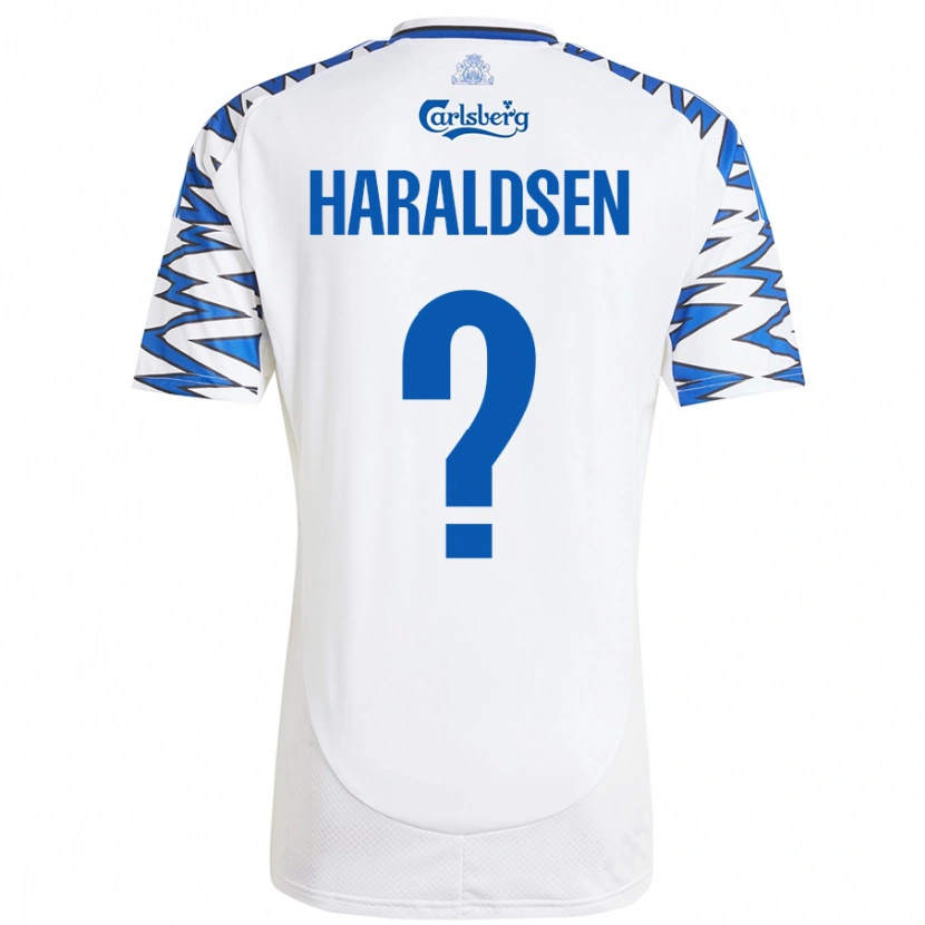 Danxen Bambino Maglia Henrik Haraldsen #0 Bianco Azzurro Kit Gara Home 2024/25 Maglietta