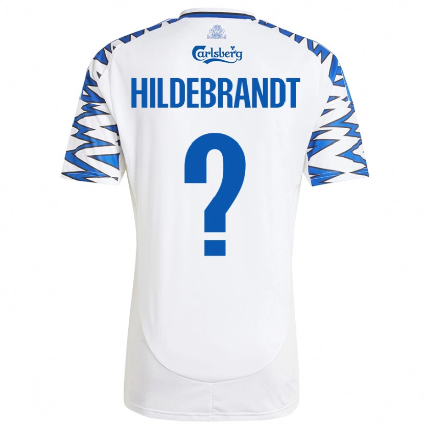 Danxen Bambino Maglia Sylvester Hildebrandt #0 Bianco Azzurro Kit Gara Home 2024/25 Maglietta