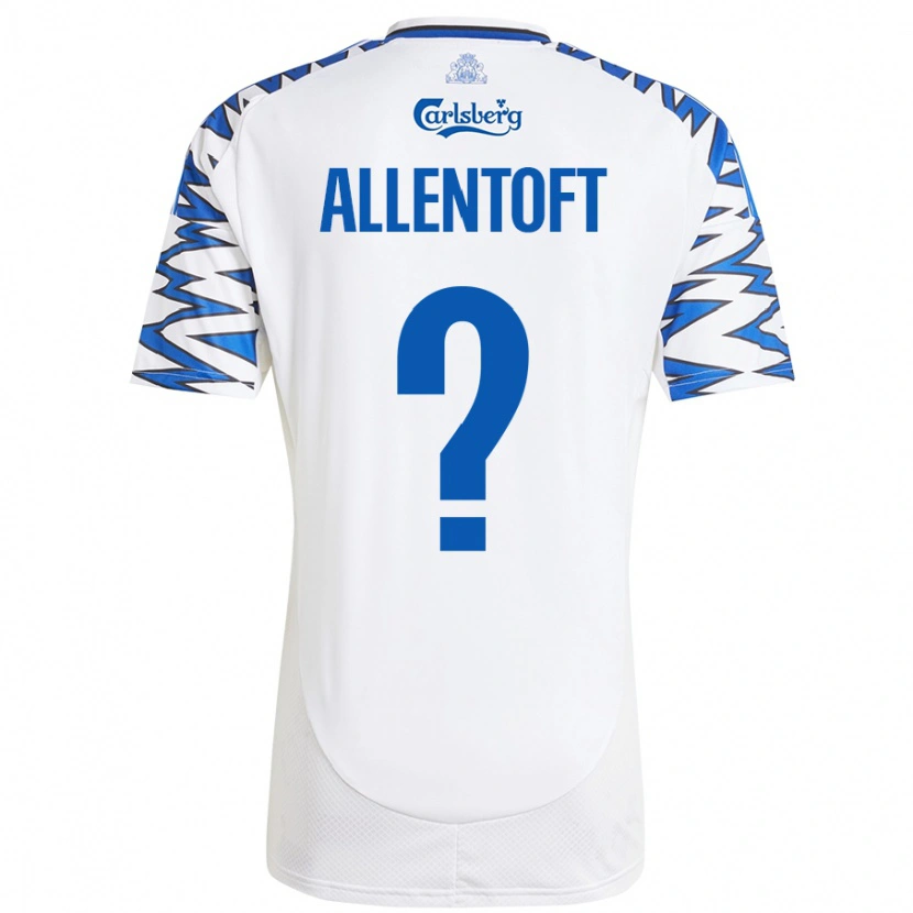 Danxen Bambino Maglia Philip Allentoft #0 Bianco Azzurro Kit Gara Home 2024/25 Maglietta