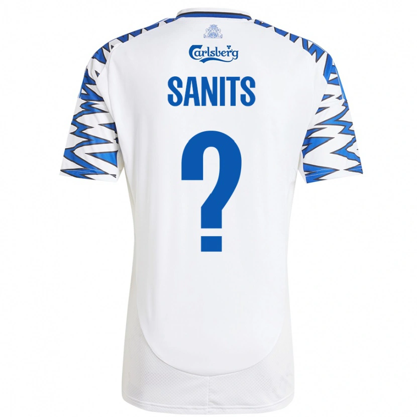 Danxen Bambino Maglia Dimitri Sanits #0 Bianco Azzurro Kit Gara Home 2024/25 Maglietta