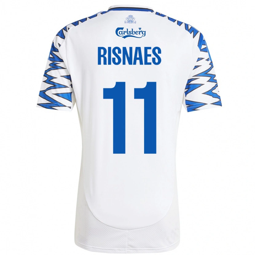 Danxen Bambino Maglia Roberto Risnaes #11 Bianco Azzurro Kit Gara Home 2024/25 Maglietta