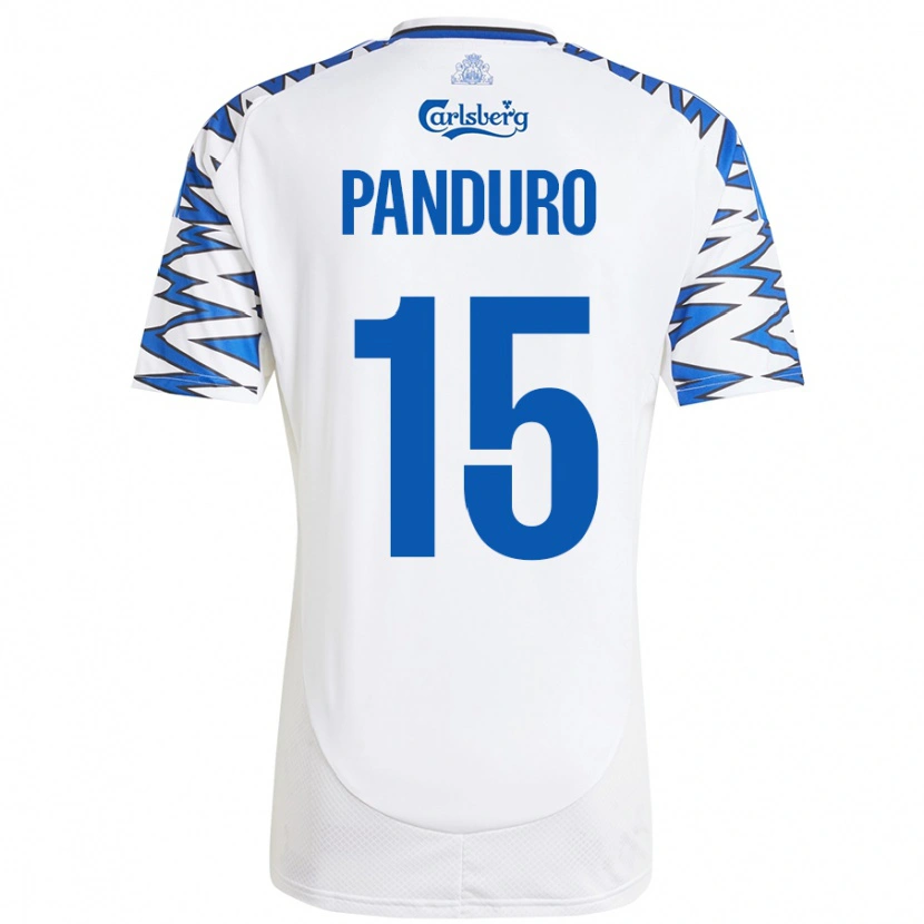Danxen Bambino Maglia Tristan Panduro #15 Bianco Azzurro Kit Gara Home 2024/25 Maglietta