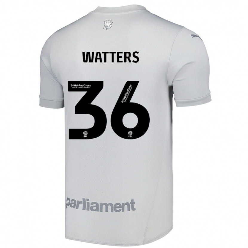 Danxen Bambino Maglia Max Watters #36 Grigio Argento Kit Gara Away 2024/25 Maglietta