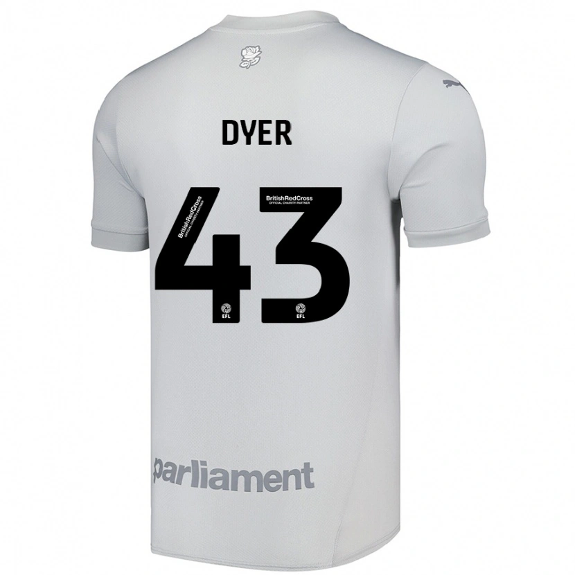 Danxen Bambino Maglia Josiah Dyer #43 Grigio Argento Kit Gara Away 2024/25 Maglietta