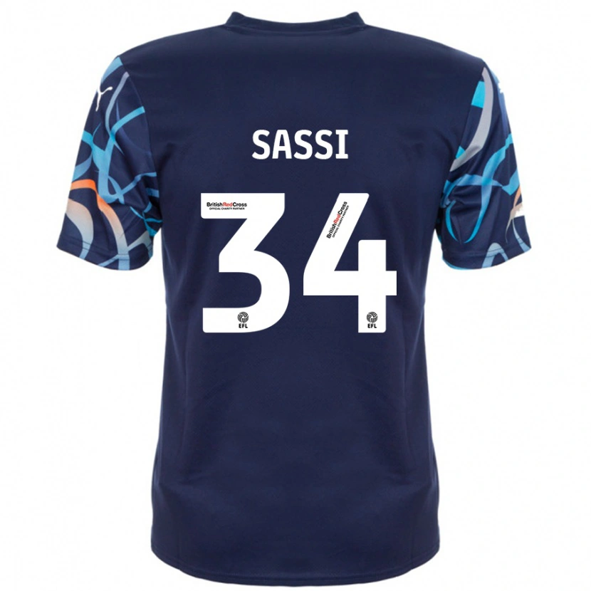 Danxen Bambino Maglia Dan Sassi #34 Blu Navy Kit Gara Away 2024/25 Maglietta