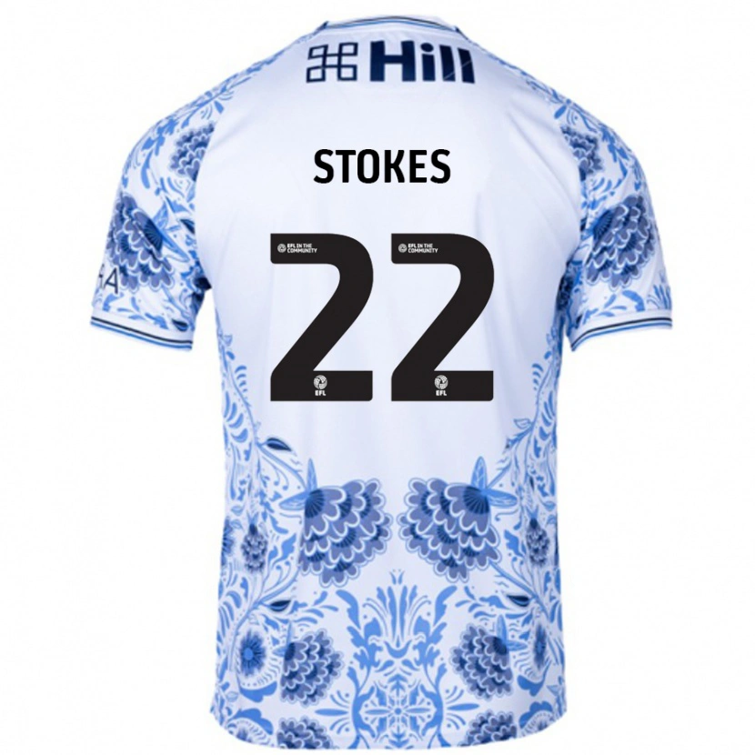 Danxen Bambino Maglia Josh Stokes #22 Bianco Blu Kit Gara Away 2024/25 Maglietta