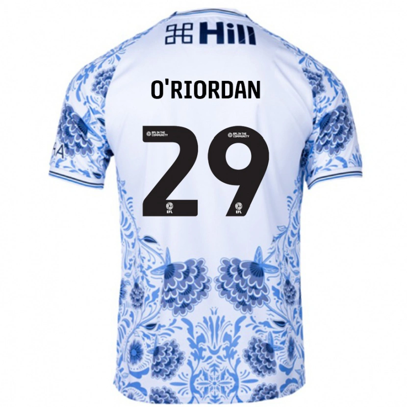 Danxen Bambino Maglia Connor O'riordan #29 Bianco Blu Kit Gara Away 2024/25 Maglietta