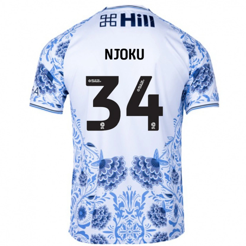 Danxen Bambino Maglia Brandon Njoku #34 Bianco Blu Kit Gara Away 2024/25 Maglietta